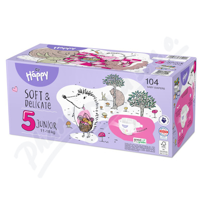 Happy Soft&Delicate Junior 5 dětské pleny 11-18kg 104ks