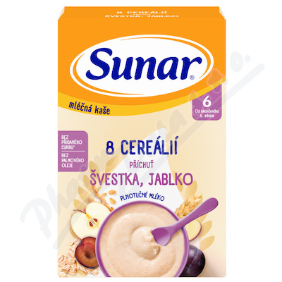 Sunar Mléčná kaše 8 Cereálií švestka/jablko 6m+ 210 g