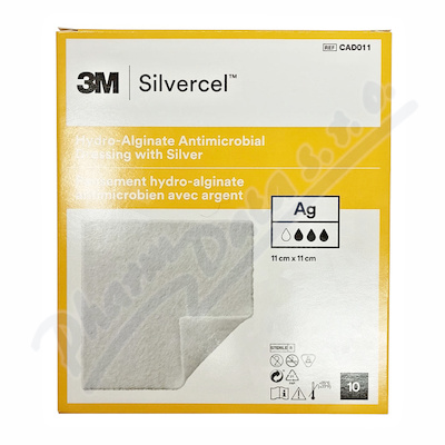 Silvercel Hydro-alginate antimikrobiální krytí se stříbrem 11x11cm, (10ks v balení)