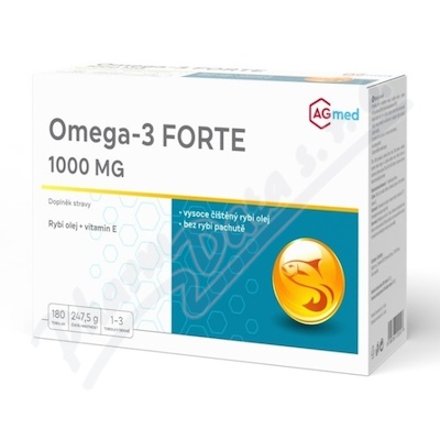 Omega-3 forte 1000 mg rybí olej + vitamin E 180 tobolek AGmed