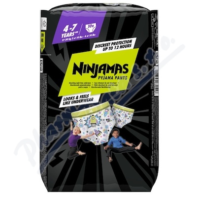 Ninjamas Pyjama Pants plenkové kalhotky 17-30 kg Space 10 kusů