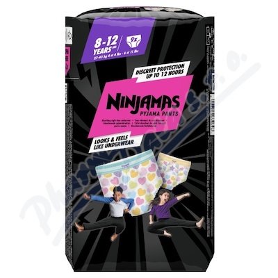 Ninjamas Pyjama Pants plenkové kalhotky 27-43 kg Heart 9 kusů