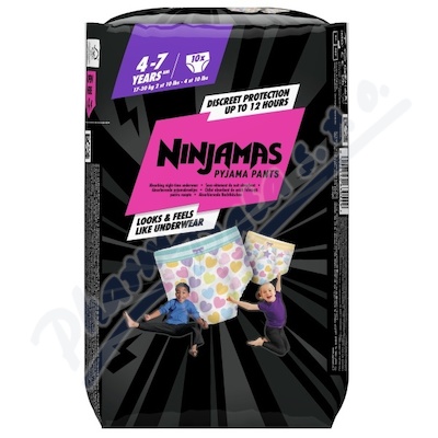 Ninjamas Pyjama Pants plenkové kalhotky 17-30 kg Heart 10 kusů