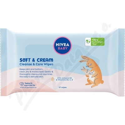 NIVEA Baby Soft & Cream čisticí ubrousky 57 kusů
