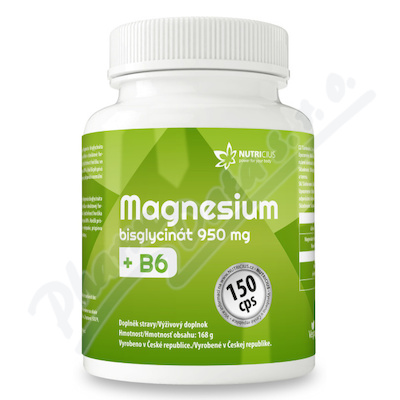 Magnesium bisglycinát 950mg + B6 150 kapslí