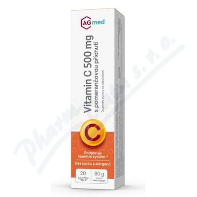 Vitamin C 500 mg pomeranč 20 šumivých tablet AGmed