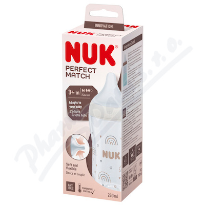 NUK Perfect Match láhev s kontrolou teploty 3+m mix barev 260 ml