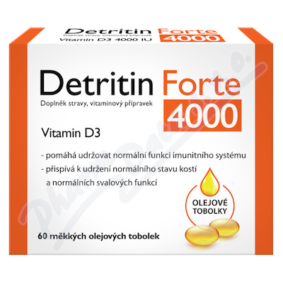 Detritin Forte Vitamin D3 4000 IU 60 měkkých tobolek