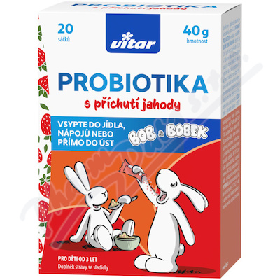 Vitar Probiotika Bob a Bobek s příchutí jahody 20x2g