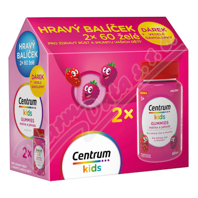 Centrum Kids Gummies malina + jahoda 2 x 60 kusů dárkové balení