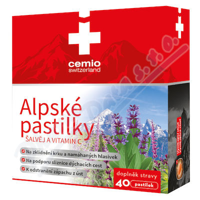 Cemio Alpské pastilky Šalvěj a vitamin C 40 pastilek