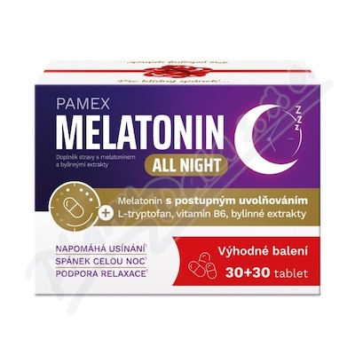 Pamex Melatonin All night 30+30 tablet promo balení