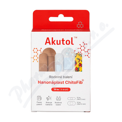 Akutol Nanonáplast ChitoFib rodinné balení 5 druhů 25ks