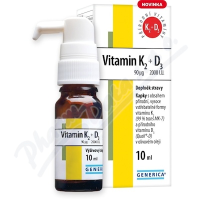 Vitamin K2 90mcg + D3 2000I.U. kapky 10ml Generica