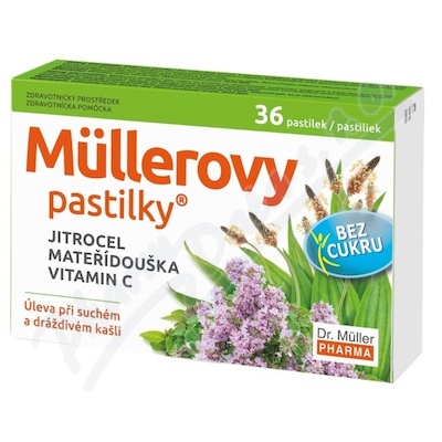 Müllerovy pastilky s jitrocelem a mateřídouškou  bez cukru 36ks ZP