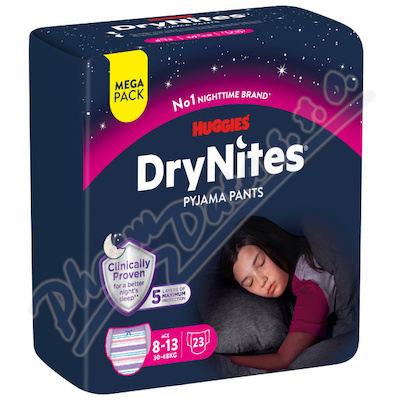 DryNites natahovací kalhotky na noc pro dívky MEGA pack 8-13 let / 30-48kg / 23ks