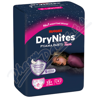 DryNites natahovací kalhotky na noc pro dívky 13+let/48-60kg/9ks