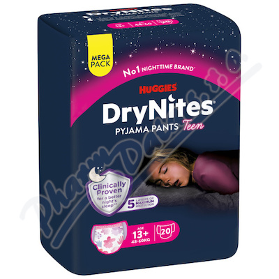 DryNites natahovací kalhotky na noc pro dívky MEGA pack 13+ let / 48-60kg / 20ks