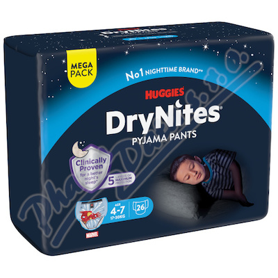 DryNites natahovací kalhotky na noc pro chlapce MEGA pack 4-7 let / 17-30kg / 26ks