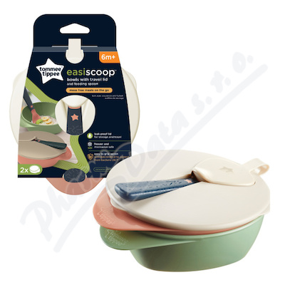 Tommee Tippee Easy Scoop Misky s víčkem a lžičkou 6m+ 2ks