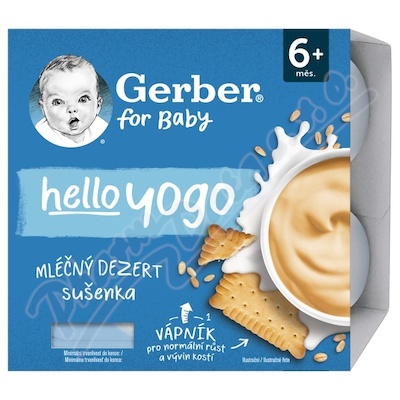 Gerber Hello yogo mléčný dezert se sušenkami 4x100g od ukončeného 6.měsíce