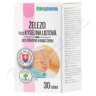 Edenpharma Železo plus Kyselina listová pro těhotné a kojící matky 30 tablet