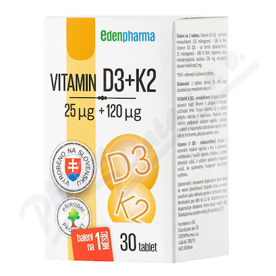 Edenpharma Vitamín D3+K2 30 tablet