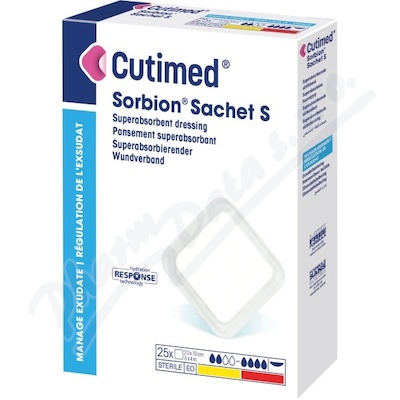 Cutimed Sorbion Sachet S 10x20cm,sterilní,čistí ránu a absorbuje exsudát,kt