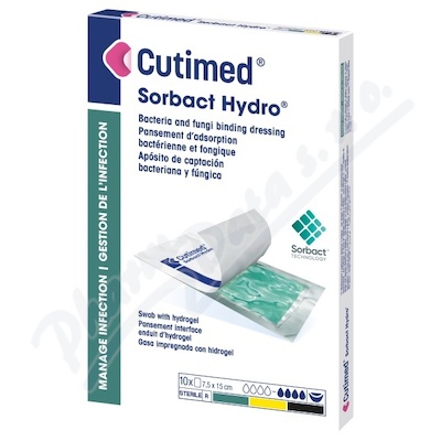 Cutimed Sorbact Hydro antimikrobiální krytí hydrogel 7.5x15cm 10ks