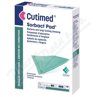 Cutimed Sorbact Pad 10x20cm čistící krytí s dacc, vázající bakterie a
