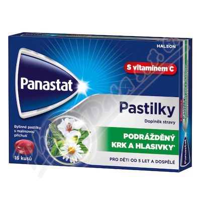 Panastat bylinné pastilky s vitamínem C příchuť malina 16ks