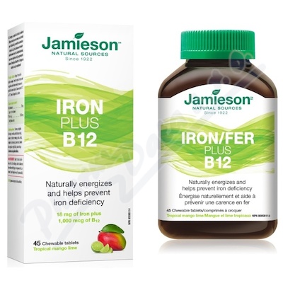 Jamieson Železo plus B12 cucací tablety 45ks