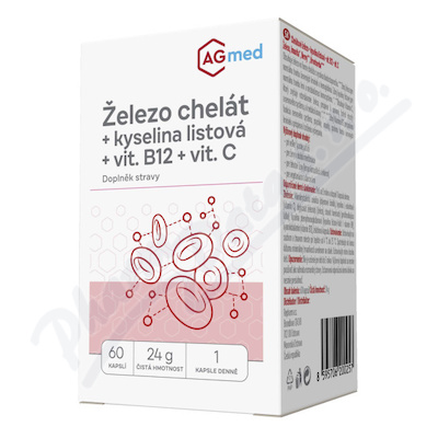 AGmed Železo chelát + kyselina listová + vit.B12 + vit.C 60 kapslí