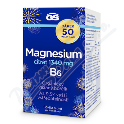 GS Magnesium citrát 1340mg+B6 50+50 tablet zdarma