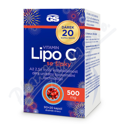 GS Vitamin Lipo C 500mg se šípky 90+20 kapslí zdarma