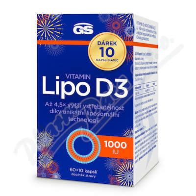 GS Vitamin Lipo D3 1000 IU 60+10 kapslí zdarma