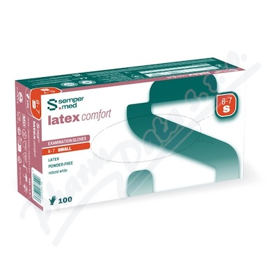 Rukavice vyšetřovací Sempermed Latex Comfort nepudrové vel.S 100ks
