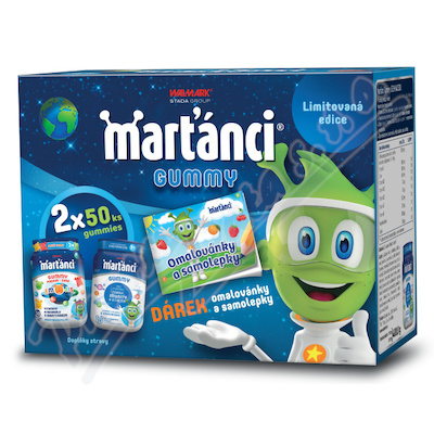 Marťánci Gummy 50+50ks + omalovánky Promo 2025