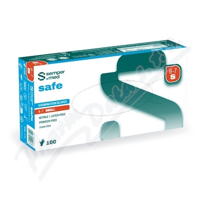 Rukavice vyšetřovací Sempermed safe nitrile nepudrové vel.S 100ks