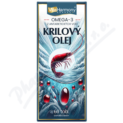 VitaHarmony Krilový olej 1200mg Omega 3 z antarktických vod 60 tobolek