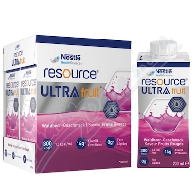 Resource Ultra Fruit High Protein Příchuť červeného Ovoce perorální roztok 4x200ml