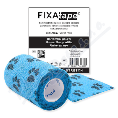 FIXAtape stretch samofixační obinadlo 7.5cmx450cm modré tlapky