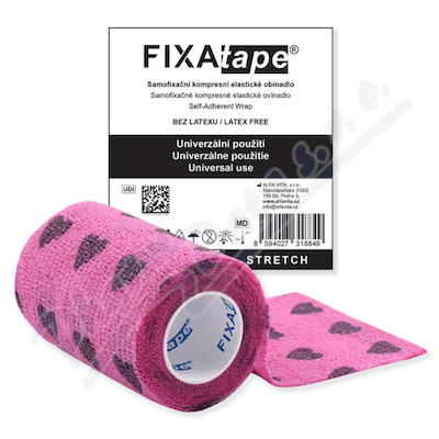 FIXAtape stretch samofixační obinadlo 7.5cmx450cm růžové srdce