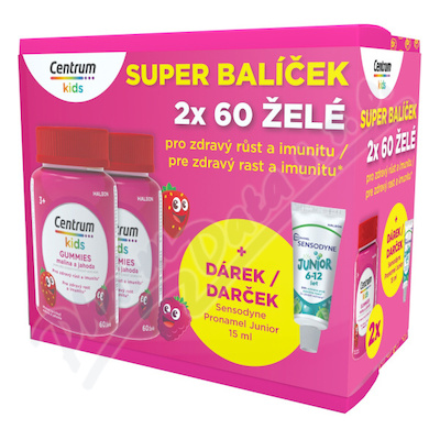 Centrum Kids Gummies malina a jahoda 2x60ks + dárek