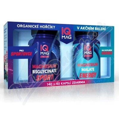 IQ Mag Organic Magnesium Sport+Energy 140+40 kapslí zdarma