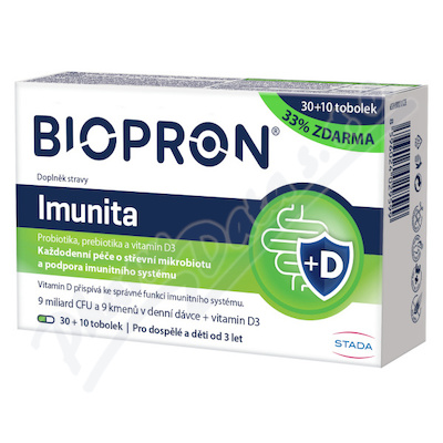 Biopron Imunita probiotika a prebiotika + vitamin D 30+10 tobolek zdarma