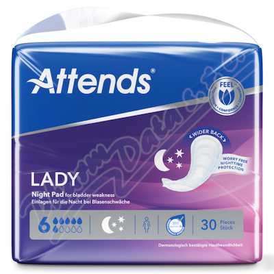 Vložky absorpční Attends Lady Night Pad 6 kapek 30ks