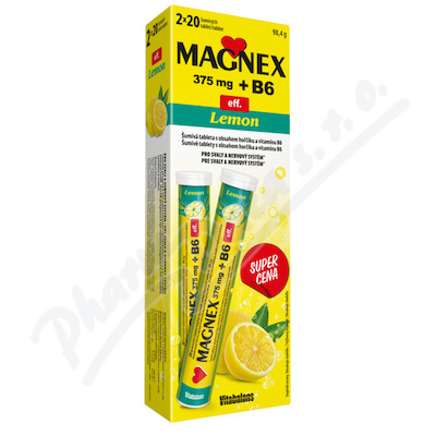 Magnex 375mg + B6 Lemon 2x20 šumivých tablet