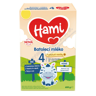 Hami 4 batolecí mléko s příchutí vanilky 600 g