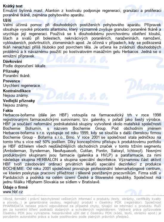 Herbacos Mast Kostivalová 50ml - popis